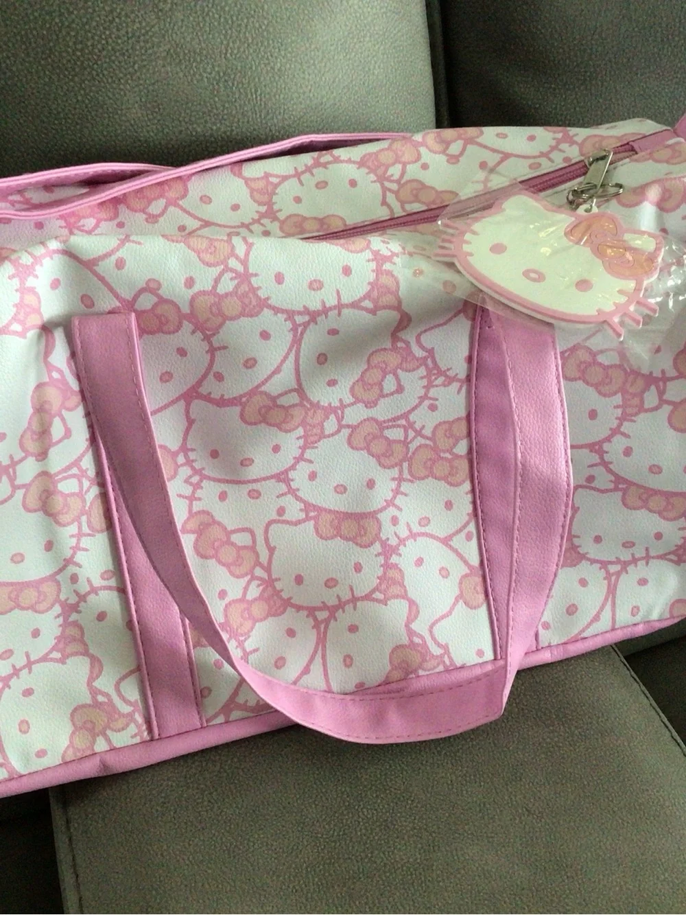 Hello Kitty Pink and White Travel Tote with Character Tag